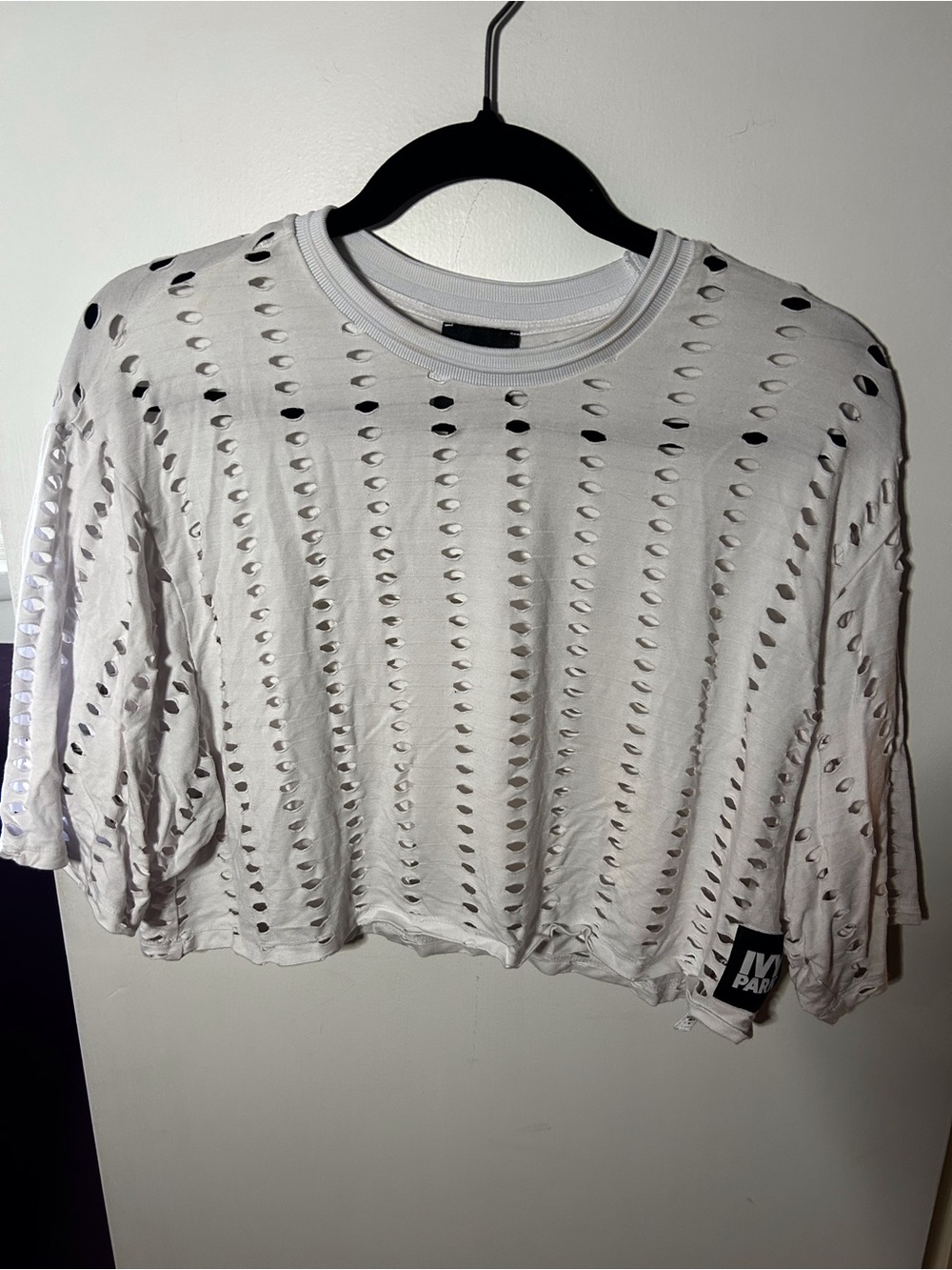 IVY PARK White Ladder-Cut Cropped Tee